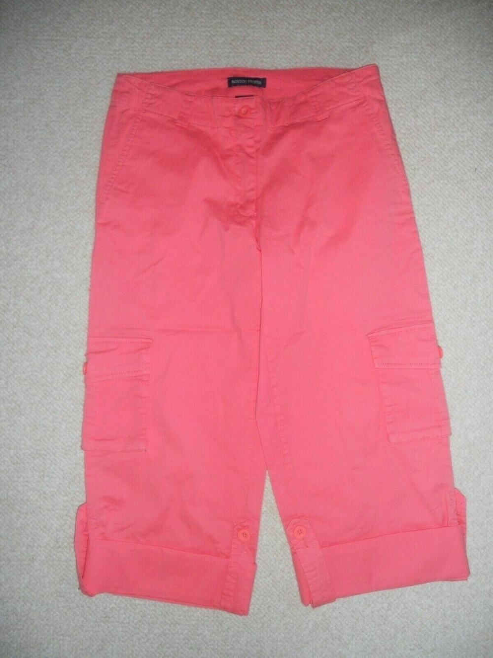 NWT Womens Pants-BOSTON PROPER-pink cotton blend cropped cargo w/ cuffs-4